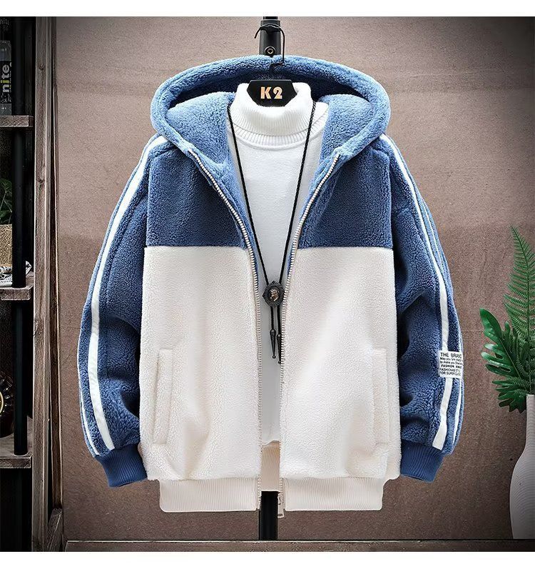 Men's Clothing Men's Lambskin Jacket Autumn And Winter Clothes Plus Velvet Thick Warm Hooded Jacket Men's Brand Granular Fleece Jacket_voghion.com