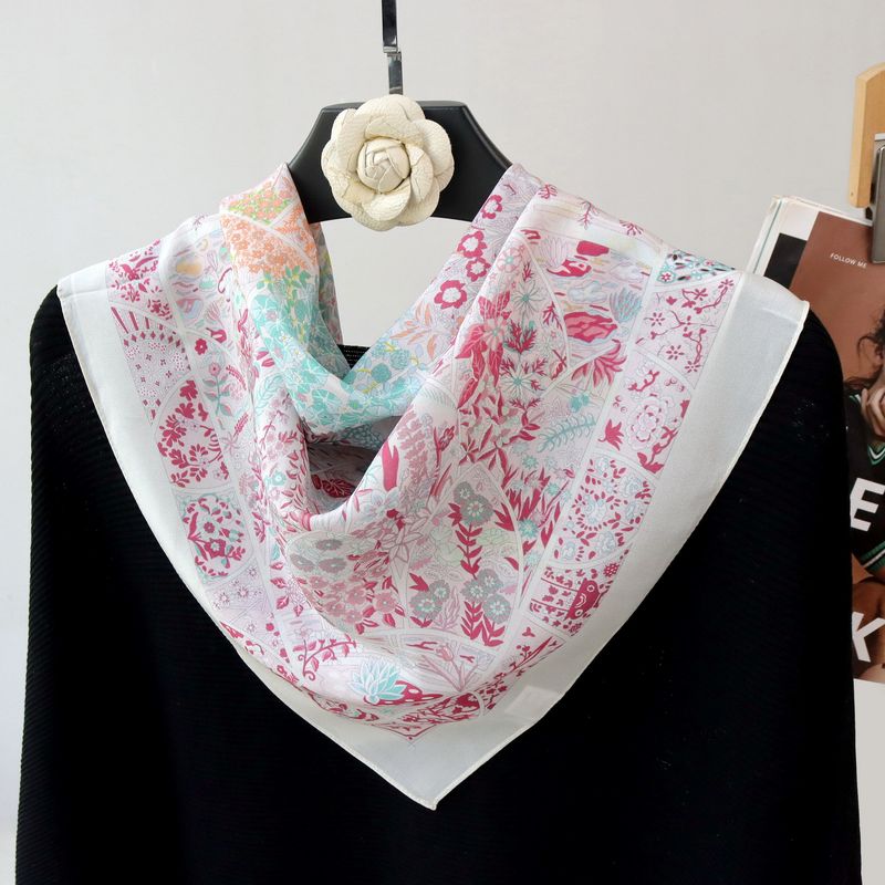 Hochwertiger Monet-Garten! Doppelter Crêpe-Schal für Damen, vielseitiger quadratischer Halsschal aus Maulbeerseide für Frühling und Sommer, doppelt_voghion.com