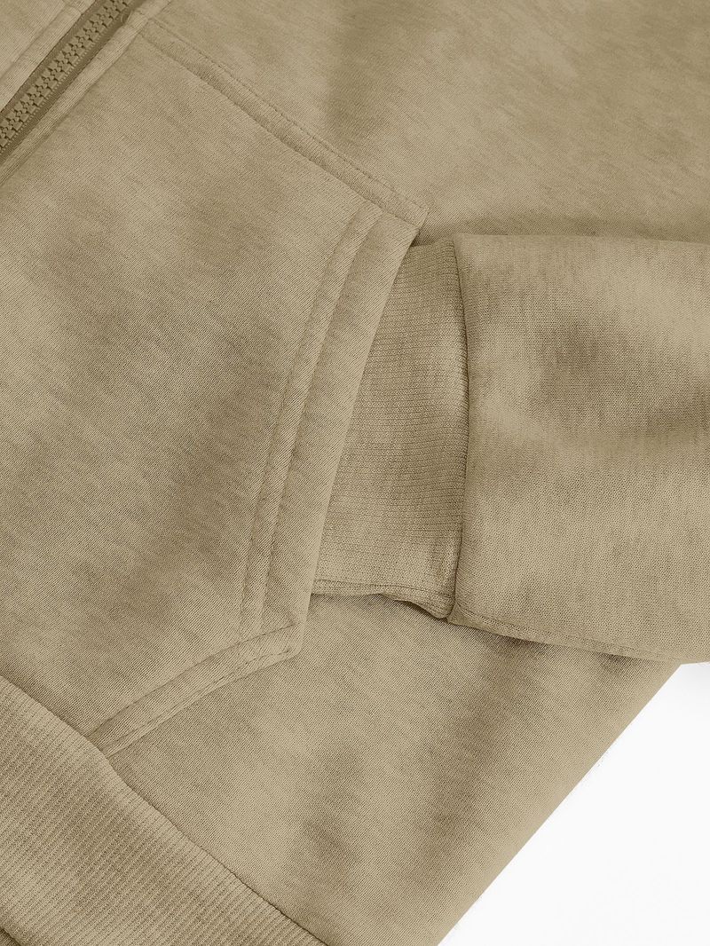 Herrenbekleidung Einfarbig Schweres Retro Frühling Herbst Winter Herren Fleece Top Jacke Einfarbig Reißverschluss Sweatshirt_voghion.com