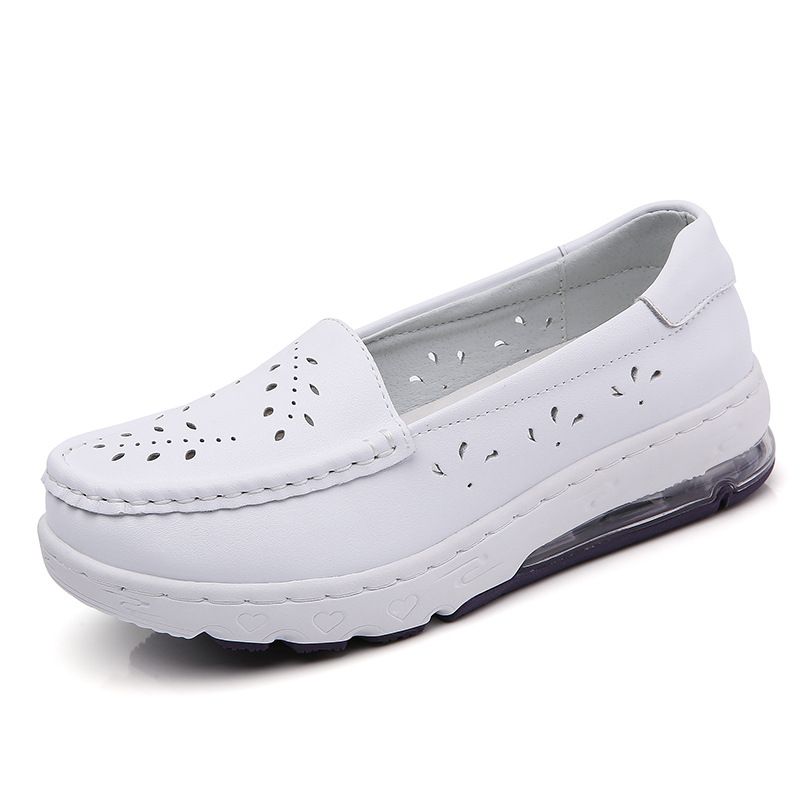 Cuscino per infermiera da donna, morbido e traspirante, confortevole, suola spessa, vera pelle estiva, bianco, comodo e medico_voghion.com