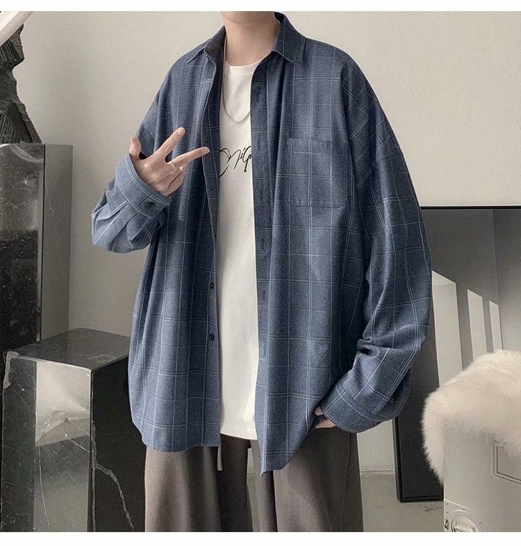 Camicia casual versatile sottile estiva da uomo a quadri retrò, versione coreana, vestiti alla moda in stile Hong Kong_voghion.com