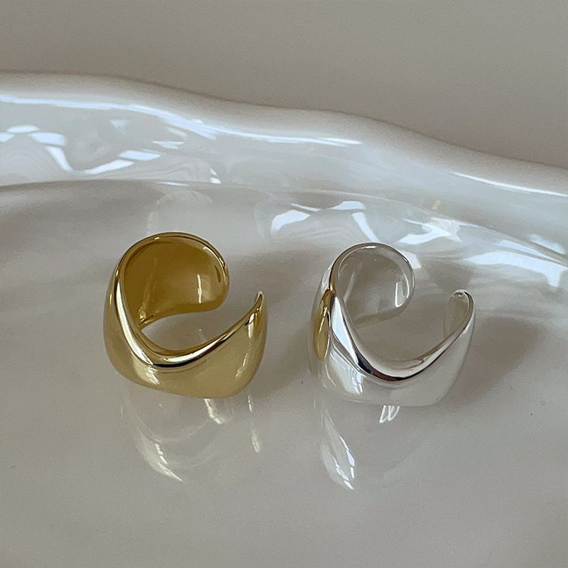 Übertrieben geometrisch glatt Metall offen für Frauen, einfache Nischenpersönlichkeit exquisiter vielseitiger Ring_voghion.com