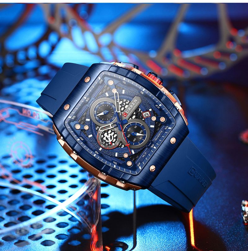 Men's And Women's Waterproof Multifunction Quartz Watch With Date Display, 6-Hand Analog Dial, Sporty Rubber Strap, Mineral Glass, Alloy Case_voghion.com