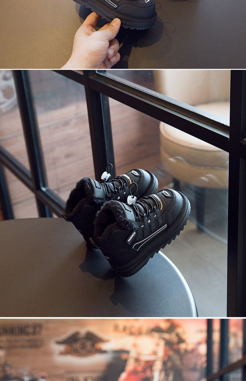 Botas de neve para meninas, mãe e filhos, além de sapatos de algodão de veludo para crianças, sapatos quentes com pele integrada para meninas_voghion.com