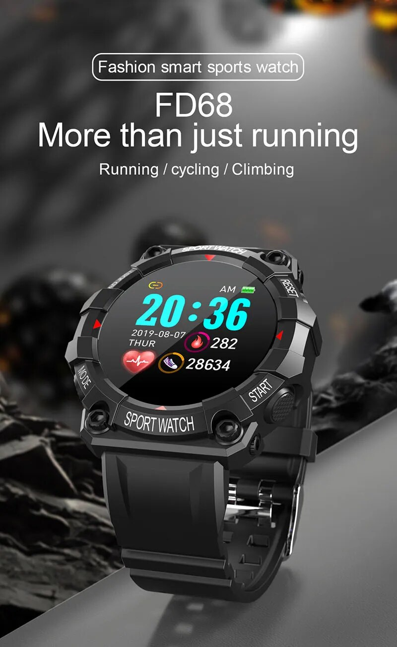 FD68 Yeni Akıllı Saatler Erkekler Kadınlar Bluetooth Smartwatch Dokunmatik Akıllı İzle Spor Bilezik IOS Android için Bağlı Spor Saatler_voghion.com