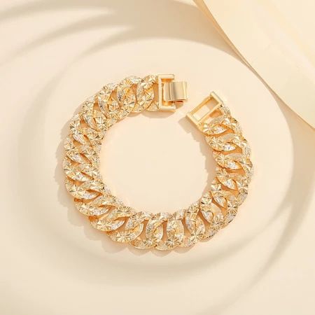 Bracciale largo in rame placcato oro, design di alta qualità, catena cubana_voghion.com