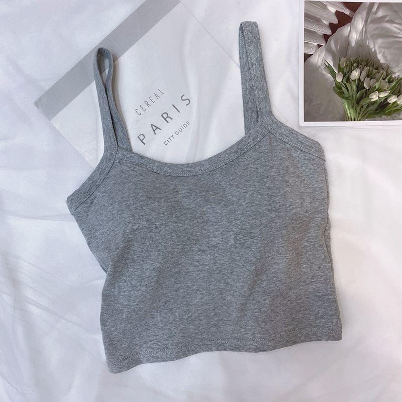Damen Intimen Summer Hot Girl Einfarweg Casual Einfachen Tube Top Anti-Exposure Mat Broschtpolster Hosenträger Bauchbedeckung Weste Äermlos Innentop_voghion.com