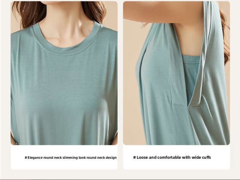Modal Sleepwear With Chest Cushion In Summer, Anti Protrusion Point, Eucalyptus Antibacterial Thin Home Clothes, Vest_voghion.com