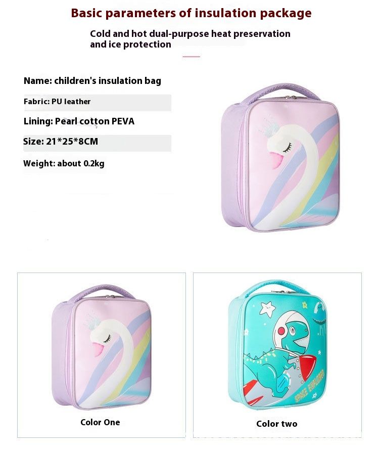 New Unicorn Lunch Box Bag Bento Bag with Insulation and Large Capacity New Portable Oxford Cloth Children's Cartoon Lunch Bag_voghion.com