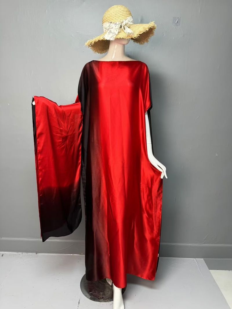 Satin Silk Gradient Print Muslim Plus Size Women's Two-Piece Robe Set_voghion.com