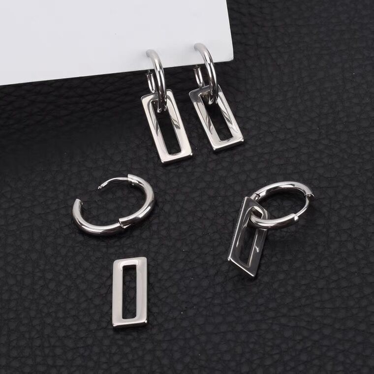 Trendy High-End Titanium Steel Geometric Hollow For Men And Women Hip-Hop Personality Simple Cold Style Versatile Stud_voghion.com