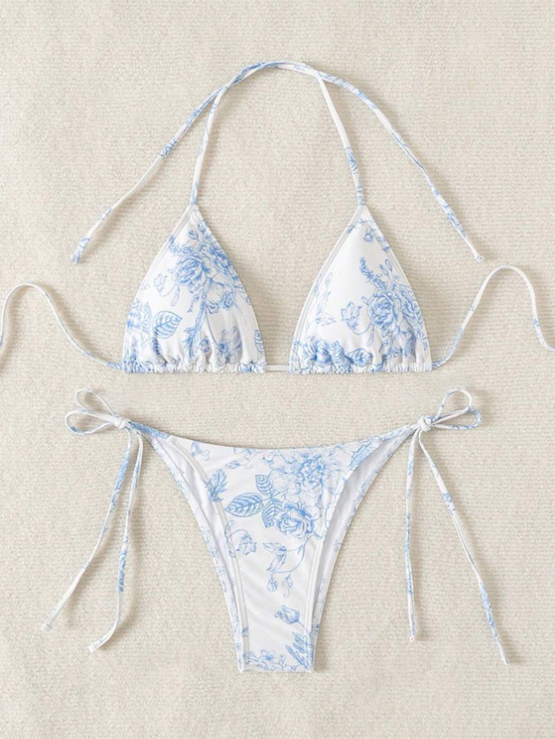 Women's Clothing Sexy Backless Swimsuit Women's Leopard Print Three Point Bikini Drawstring Swimsuit_voghion.com