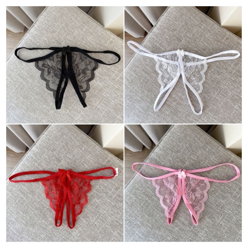 Intimates Open-End Free Off Seduction Lace Sexy Underwear Bowknot T-Back Women_voghion.com