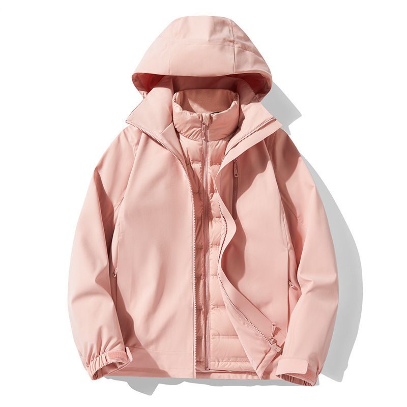 New Outdoor Couple Three-in-One Detachable Fully Heat-Sealed 90 White Duck Down Liner Ski Hiking Jacket_voghion.com