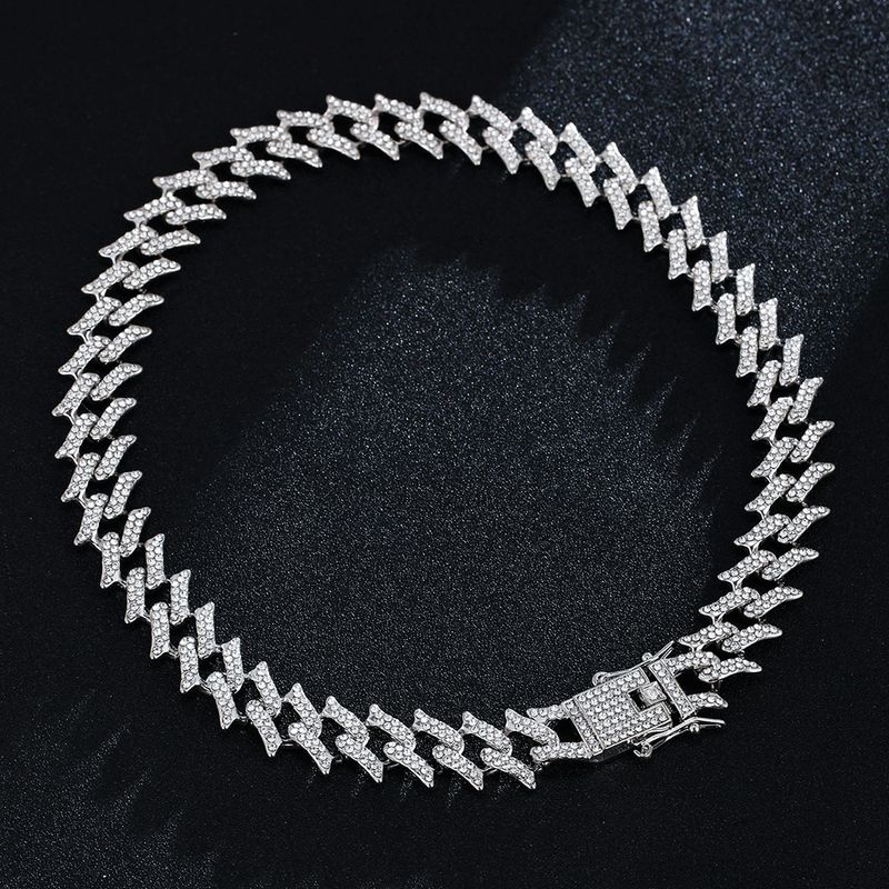 Collana cubana in lega, stile hip hop, cantante rap, gioielli alla moda_voghion.com