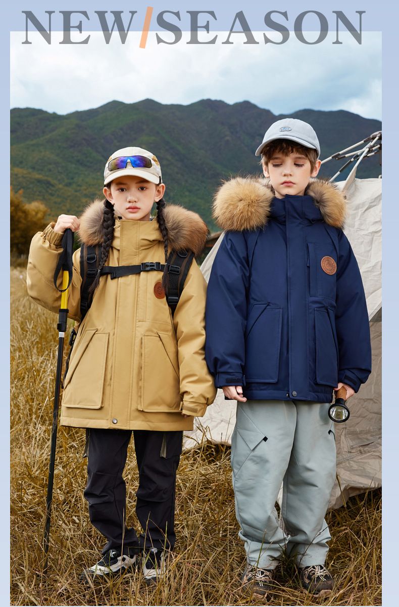 Piumino invernale per bambini con piume d'anatra bianche, caldo cappotto spesso con cappuccio per ragazzi e ragazze, parka lungo unisex per il freddo_voghion.com
