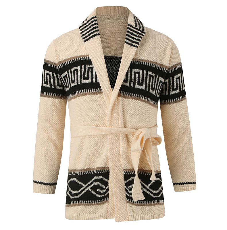 Îmbrăcăminte bărbătească toamna și iarna pulover jacquard îngroșat cu rever retro tricotat gros cardigan pulover jachetă SY0085_voghion.com
