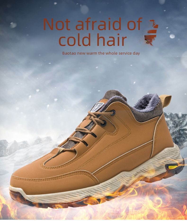 Talvised uued puuvillase polsterdatud jalanõud meeste fliisvoodriga paksust nahast veekindlad vabaajajalatsid meeste vabaajajalatsid vanameeste kingad lumesaapad_voghion.com