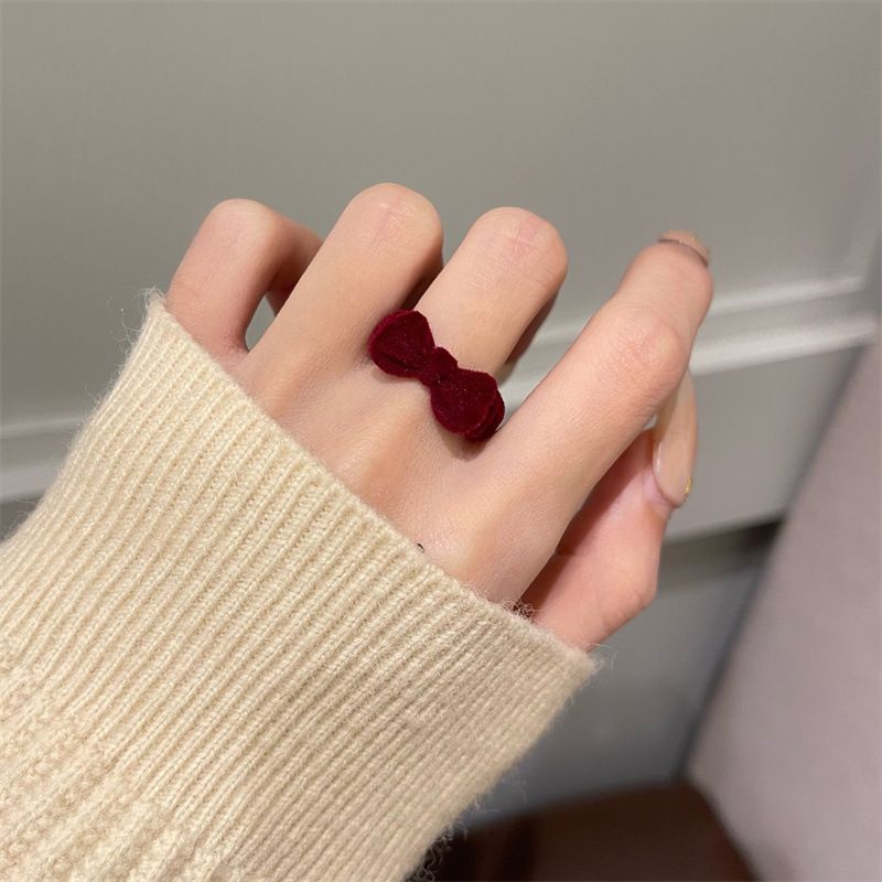 Mode schattige beer open voor vrouwen cking beren ringen meisjes verstelbare cartoon handgemaakte pluche strik vinger ring sieraden cadeau_voghion.com