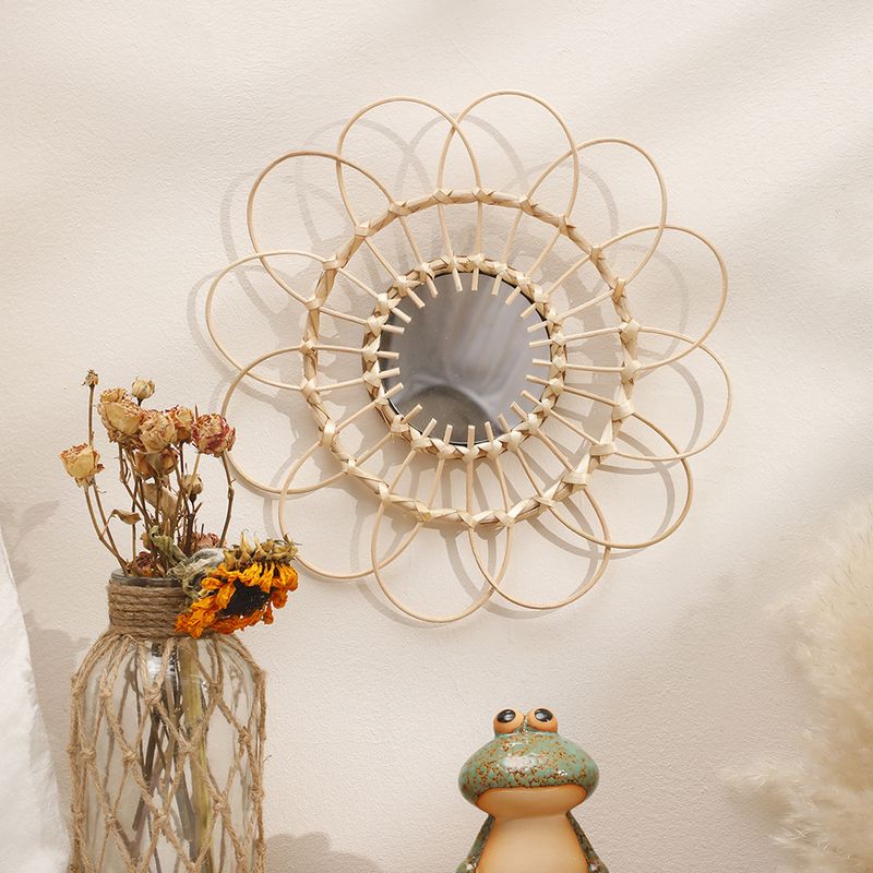 New handmade bamboo acrylic makeup mirror simple home living room entrance wall hanging decoration wholesale_voghion.com
