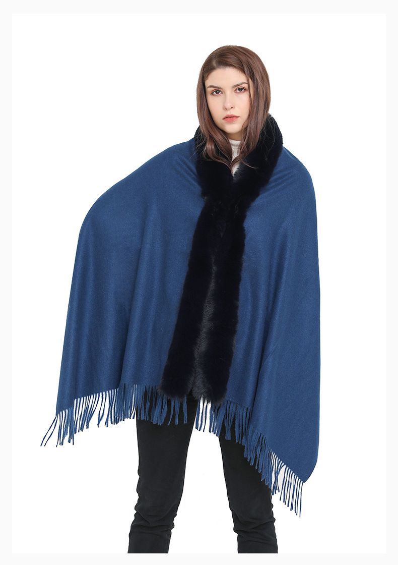 Winter wool collar scarf dual-use women's i mitation cashmere thick dress shawl_voghion.com