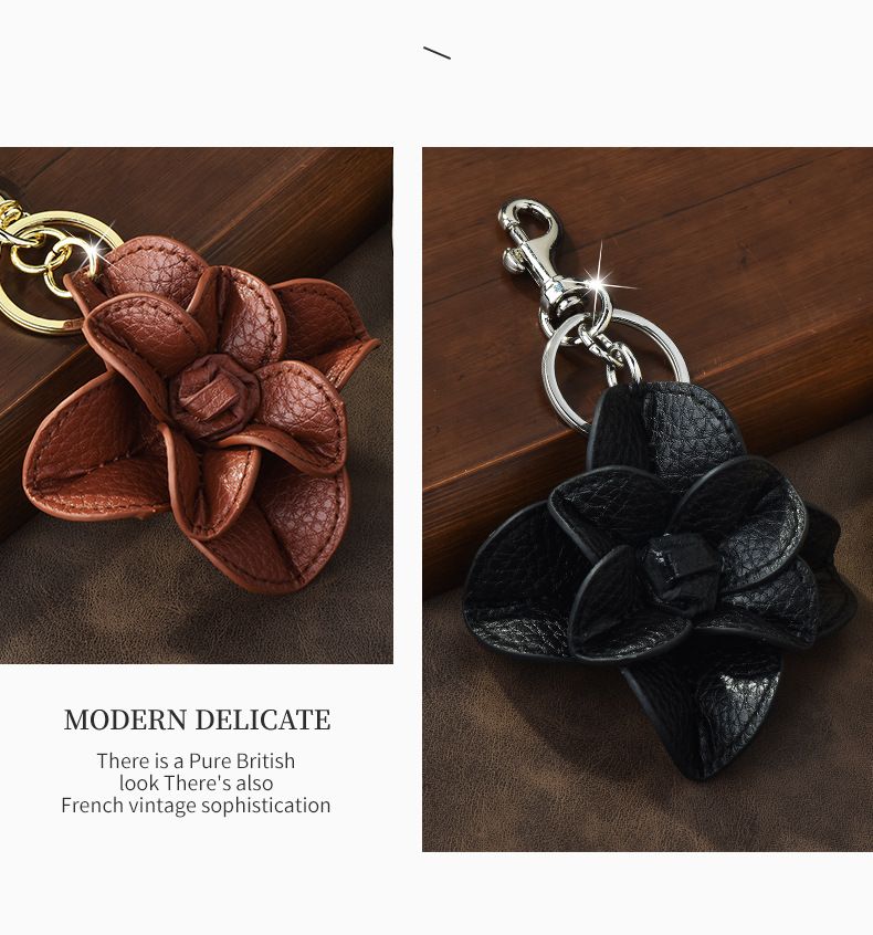 Lieder Blummen Schlësselanhänger, Modesch Kamelia Auto Anhänger, Rucksak Accessoiren_voghion.com