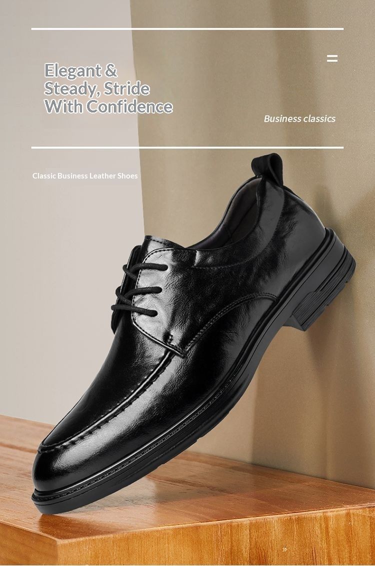 Voyage Woodpecker Business Casual Formal Leather Men's Korean Style Trendy British Pointed High-End Soft Sole Derby Shoes_voghion.com