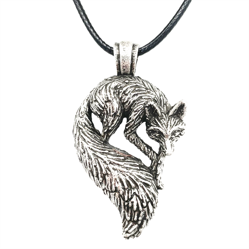 Collana con ciondolo a forma di volpe slava, pronta consegna, accessorio per uomo, stile vichingo, gioielli gotici_voghion.com