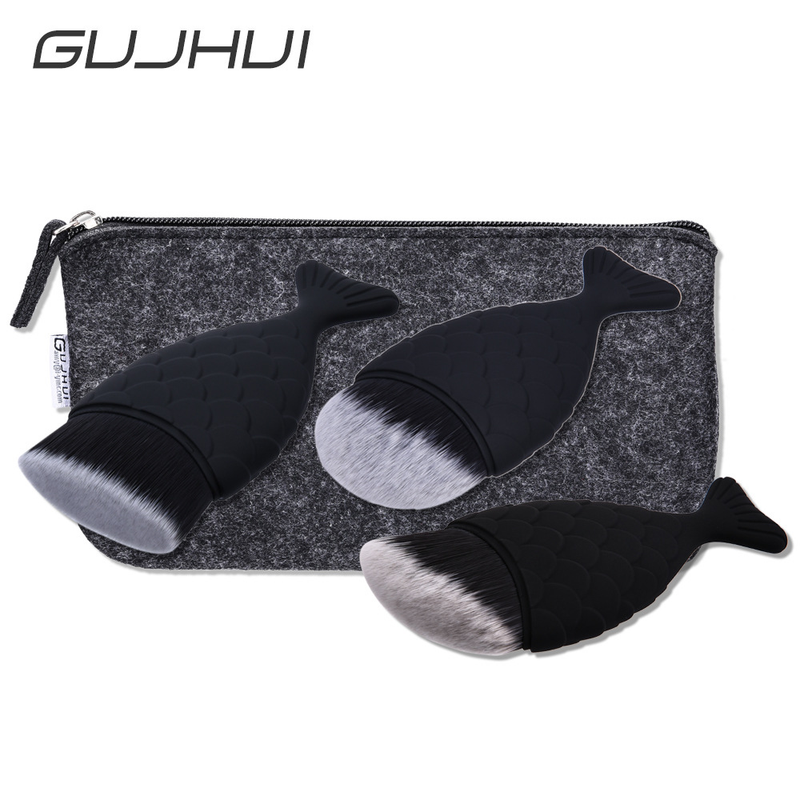 3-teiliges Meerjungfrauen-Make-up-Pinsel-Set, Pinsel-Set, Make-up-Werkzeuge, Grundierungspinsel, Puderpinsel GUJHUI_voghion.com