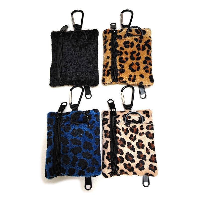 Felt Wallet – Vintage Leopard Print Card Holder & Coin Pouch (Unisex, RFID Blocking, Expandable, Minimalist Stitching, Black/Tan/Blue/Cream)_voghion.com