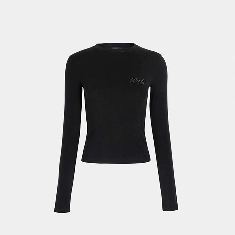 Retro Off-Shoulder T-Shirt Women's Long Sleeve Slim Fit Cropped Top American Vintage Style Basic_voghion.com