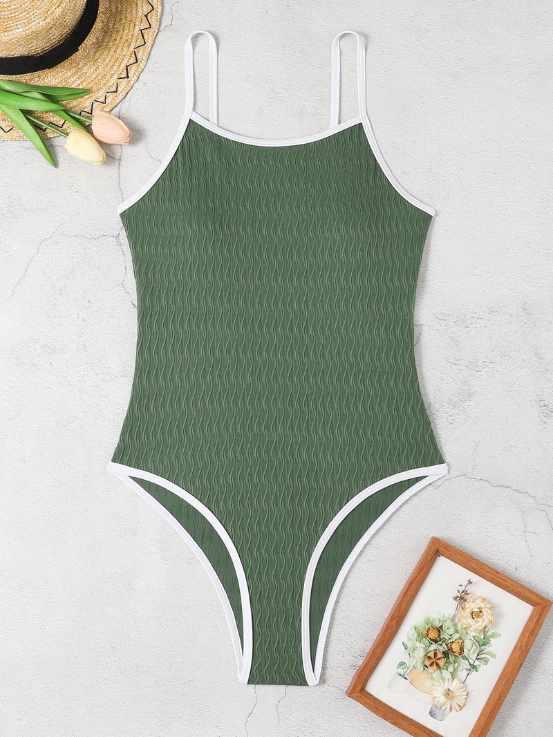 Maillot de bain une pièce multicolore pour femme, ourlet serré, tissu spécial, pour le sport de compétition_voghion.com