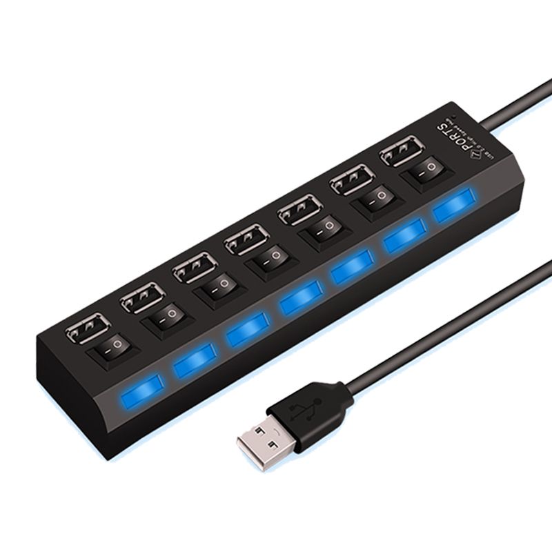 High Speed 4/7 Ports Hub 2.0 Adapter Expander Multi USB Splitter Mehrere Extender Mit LED Lampe Schalter Für PC Laptop_voghion.com