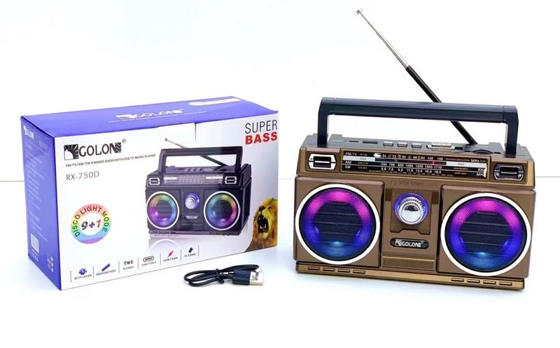Nejlepší příjem tranzistorového dobíjecího bateriového ladění barevných světel přenosného rádia AM FM s Bluetooth_voghion.com