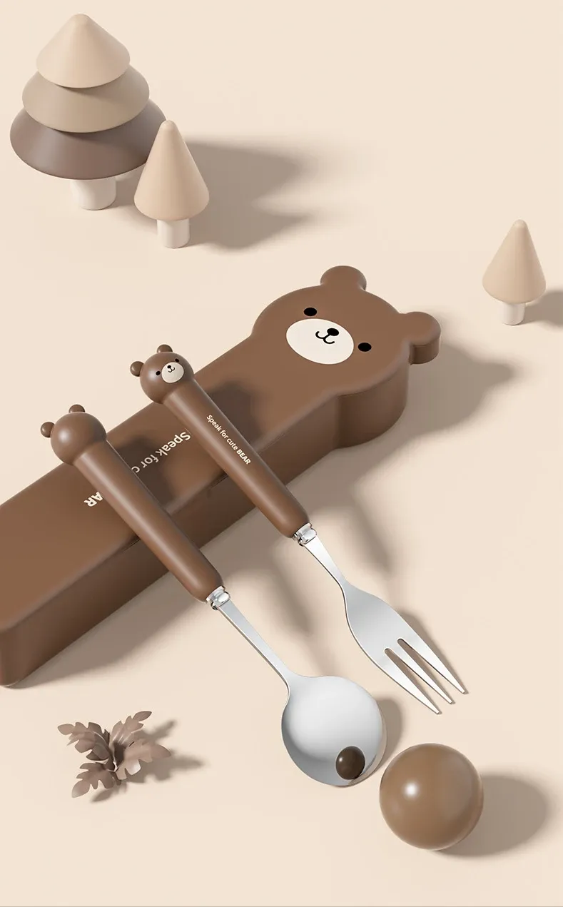 Besteckset Bär & Kaninchen - Edelstahl 304_voghion.com