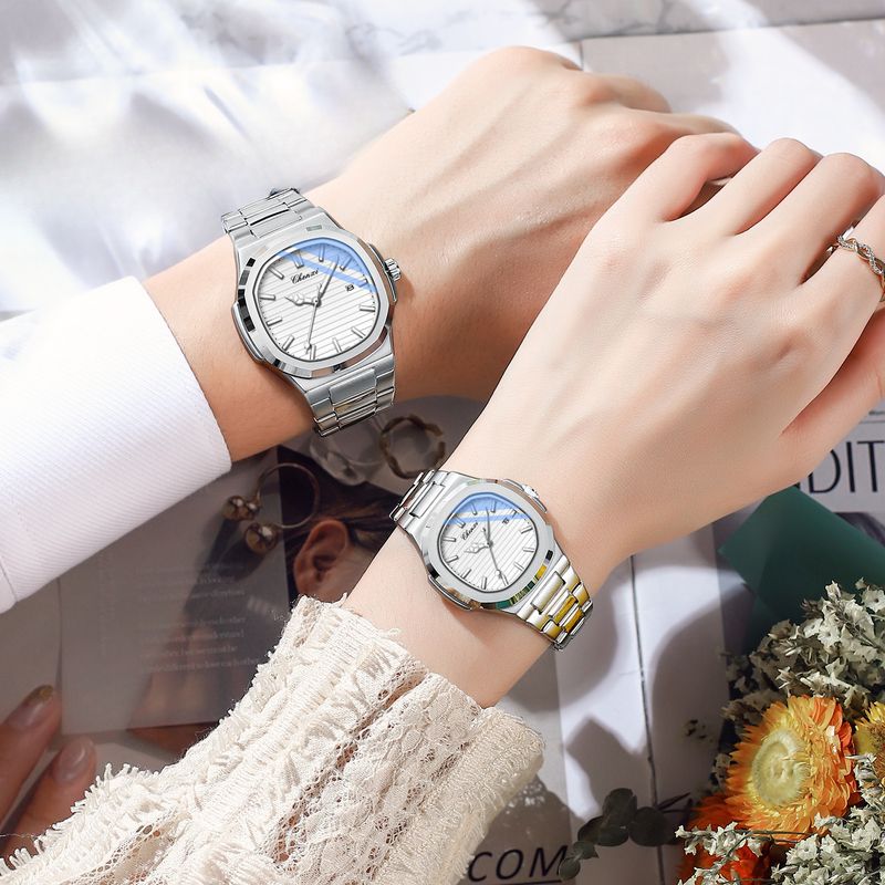 Steel Belt Watch Couple Luminous Waterproof Fashion Business Calendar Men And Women Quartz Watch Daily Commute Leisure Birthday Valentine's Day Gift_voghion.com