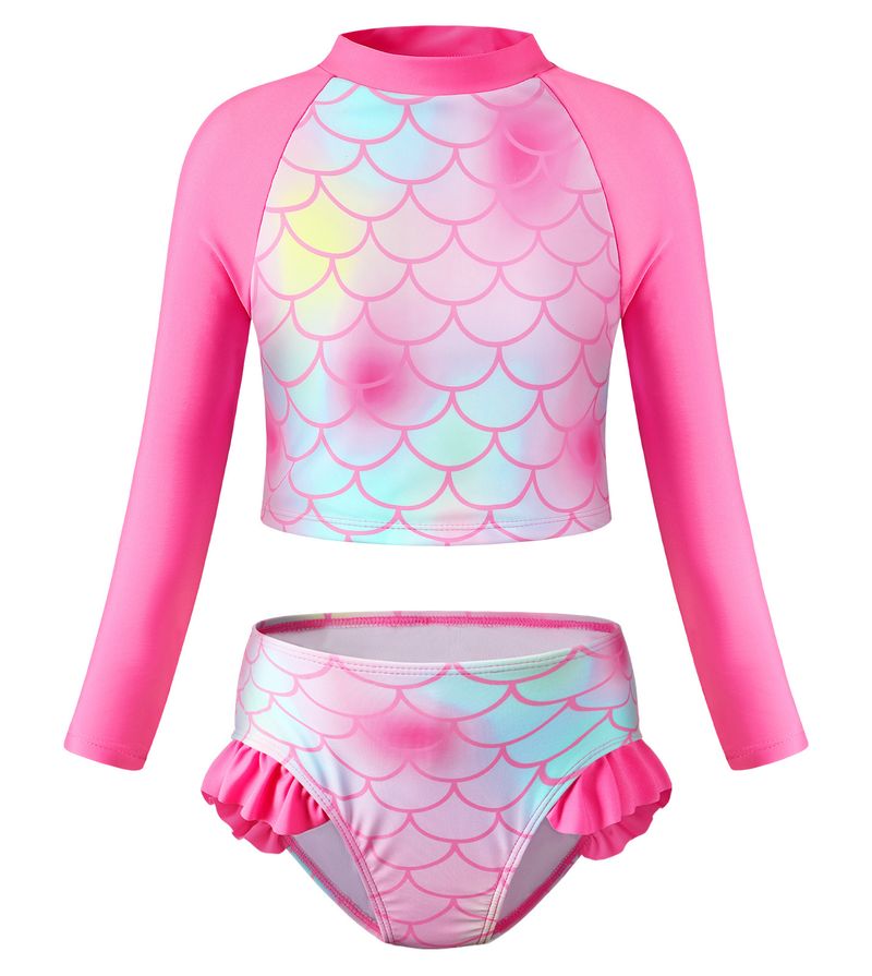 Mutter & Kinder 2024 neuer Badeanzug für Mädchen, geteilter Meerjungfrauen-Badeanzug, Badeanzug mit Fischschuppen-Print, Kinderbikini_voghion.com