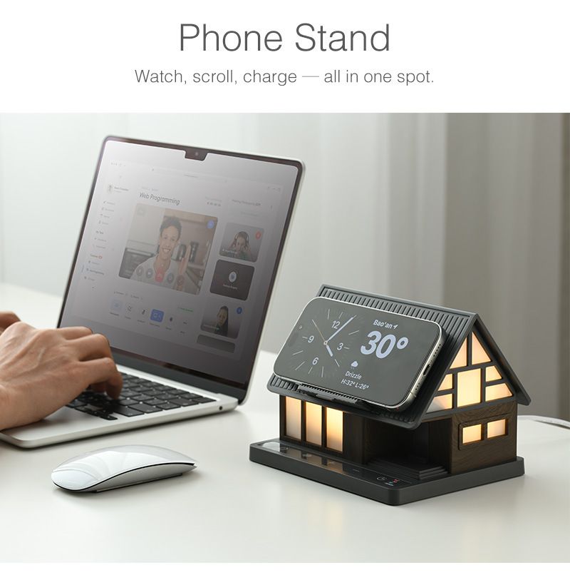 2025 New Villa House White Noise Bedside Lamp 15W Wireless Charging Adjustable Brightness Bedroom Plug In Night Light_voghion.com