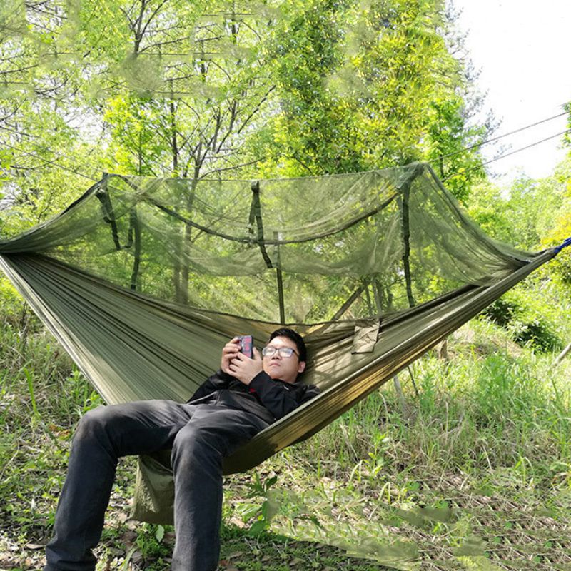 Camping-Hängematte mit Moskitonetz, Zelt, 2 Personen, atmungsaktiv, 260 x 140 cm, ultraleicht, geeignet für Rucksackreisen, Wandern im Freien_voghion.com