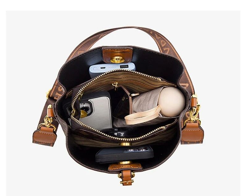 Ellovado Borsa a tracolla in morbida pelle di grande capacità per le donne Borse a tracolla con motivo monogramma Plaid Sac di alta qualità A491_voghion.com