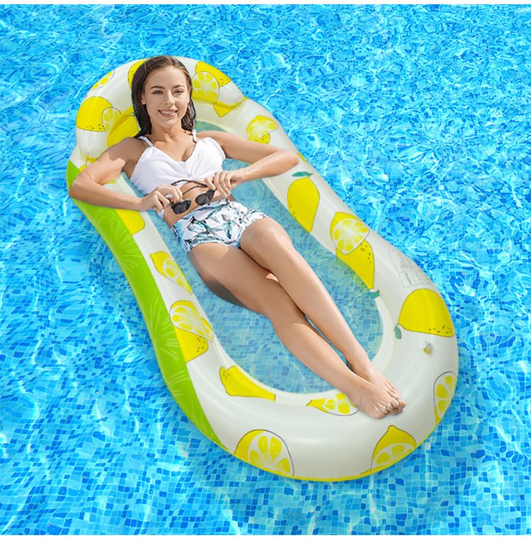Lemon-Shaped Inflatable Lounge Chair - Breathable Mesh & Neck Support (Single Person Floating Chair Lightweight & Quick-Dry)_voghion.com