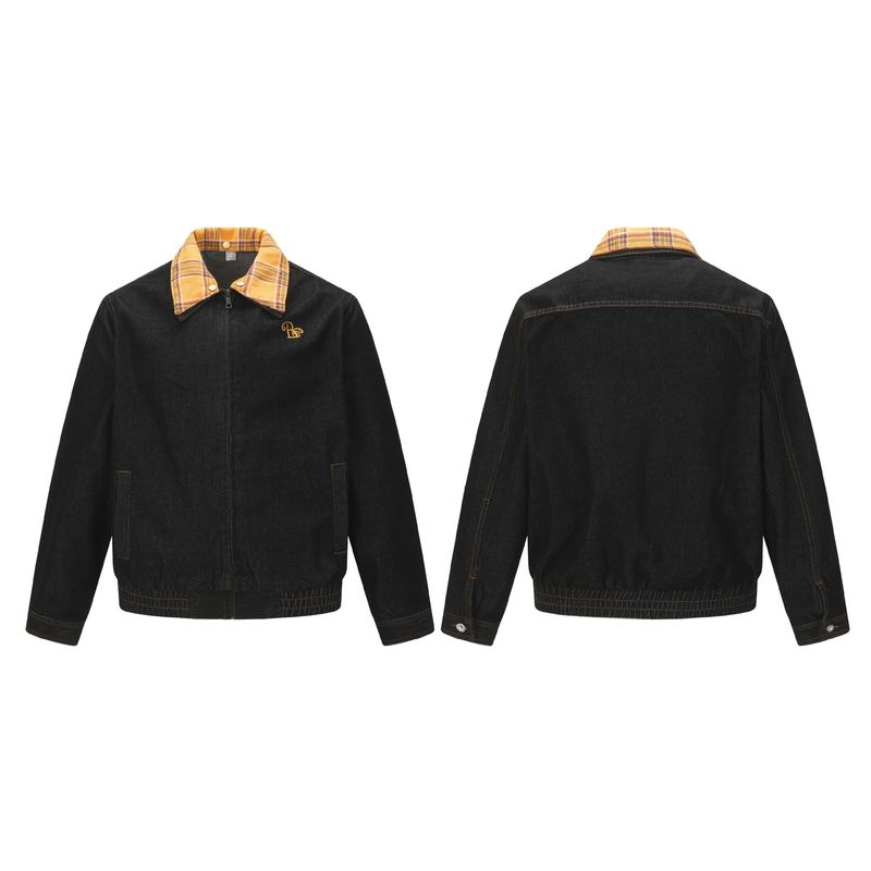 Giacca in denim lavato patchwork ricamato stile americano Eon Modish 25_voghion.com