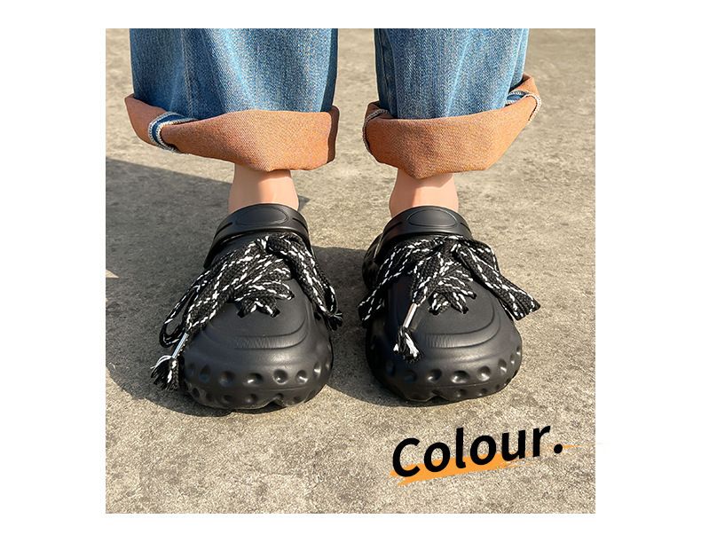 Ciabatte da donna in EVA, con fori in PVC, da abbinare e abbinare, da indossare all'esterno per aumentare l'altezza, sandali estivi con suola spessa e alla moda._voghion.com