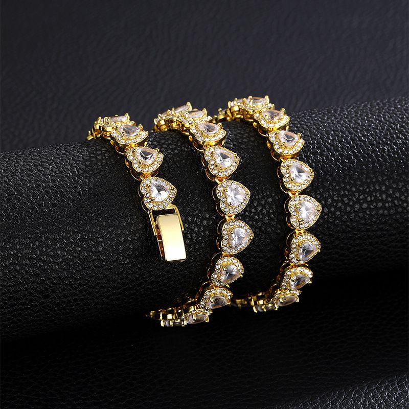 Collana con catena cubana hip hop per uomo e donna con ciondolo in zircone a forma di cuore, collana in lega per uno stile street alla moda_voghion.com