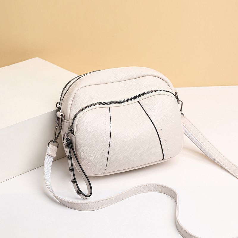 Borsa a tracolla in morbida pelle, semplice e quadrata, con cerniera, per telefono cellulare, da donna, dritta_voghion.com