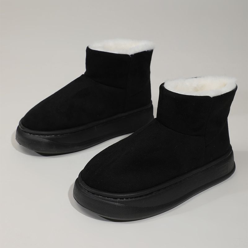 Herfst en winter heren en dames casual comfortabele dikke bodem verhoogde verhoging effen kleur ronde kop modieuze mini sneeuwlaarzen korte laarzen_voghion.com