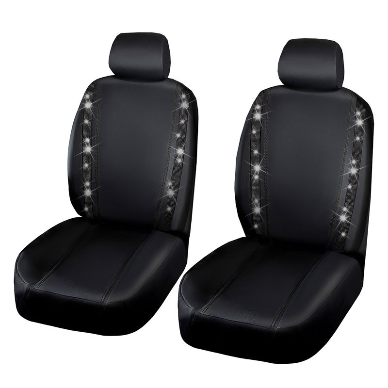 Schwarz Strass Bling Universal Protector Abdeckungen Auto Sitz Abdeckung Auto Innen Zubehör_voghion.com