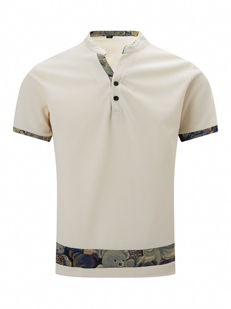 Sommer Waffelkragen Kurzarm Shorts Zweiteiler Set für Sport und Freizeit Herrenanzug_voghion.com