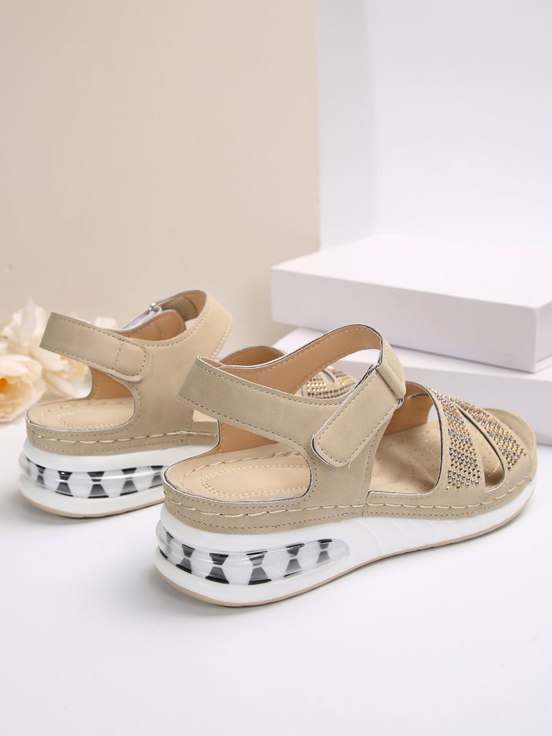 Sandali con zeppa e plateau da donna con plateau e strass con paillettes e cuscino d'aria_voghion.com