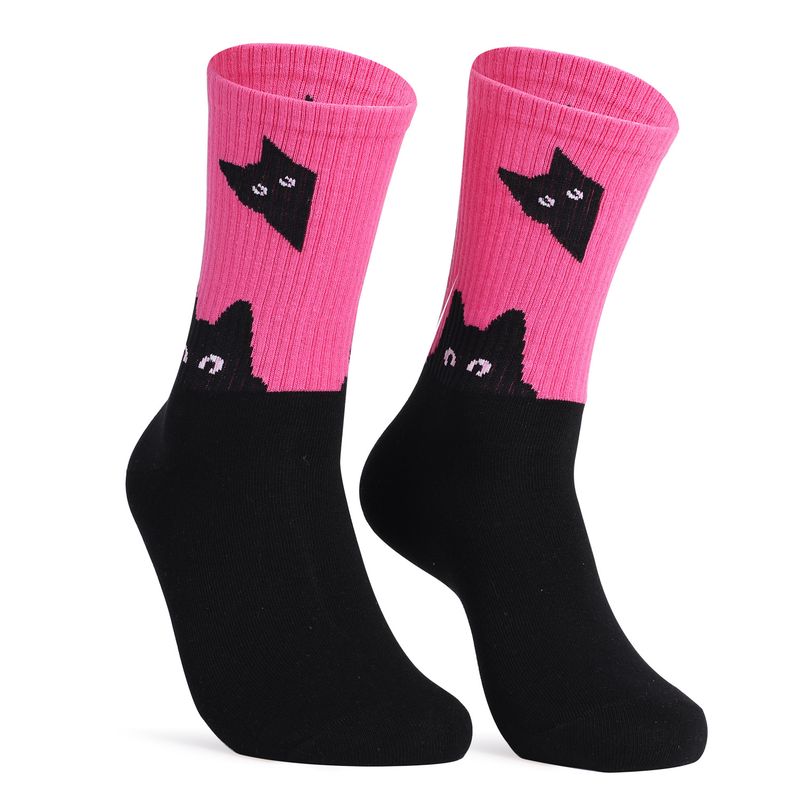 Casual socks hot cat dog rainbow large size cotton socks women's casual cotton women's mid-tube socks_voghion.com
